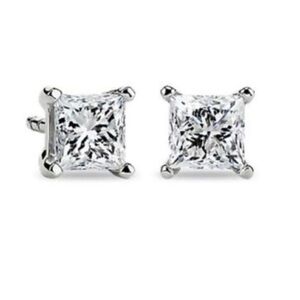 Brand New Renaissance Collection 14k White Gold Plated CZ Stud Earrings